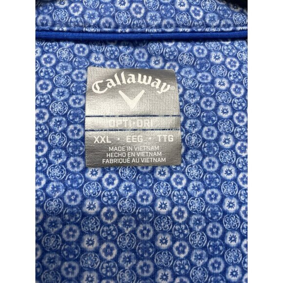 Mens 2X Blue White Callaway Opti-Dri Golf Polo Athletic Short Sleeve Shirt - Picture 14 of 14